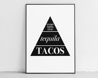 Tacos Art Print, Tacos Printable, Tacos Wall Art, Taco Print, Funny Art Print, Tequila Art Print, Kitchen Decor, Farmhouse Printable
