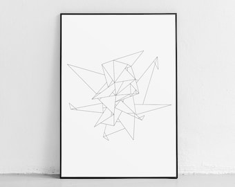 Scandinavian Geometric Art Print, Minimalist Origami (Digital Download)