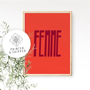 FEMME Feminist Art Poster, Feminism Poster Print, Girl Power Art Print, Feminist Wall Art, Girls Room Decor, Modern Art, Minimalist Art