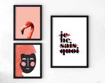 Boho Gallery Wall Art Prints, Set of 3 (Digital Download)