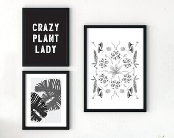 Set botanischer Kunstdrucke, Boho-Galerie-Wandkunst (Digitaler Download)