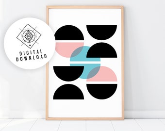 Mid Century Modern Wall Art, Printable Wall Art, Printable Art, Geometric Print, Geometric Wall Art, Minimal Art