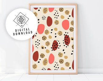 Lámina artística abstracta "Desierto de terracota", decoración moderna de mediados de siglo (descarga digital)