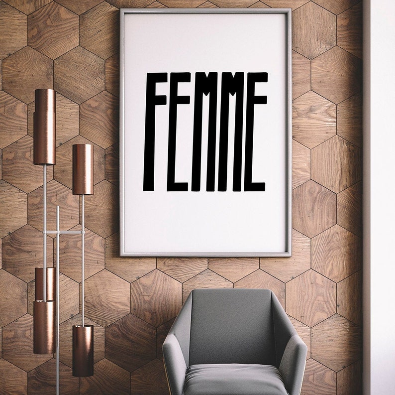 Femme Printable, Femme Wall Art, Gift for Her, French Printable, Feminist Poster, Hand Lettered Printable, Feminism Gift, Pride Print image 9