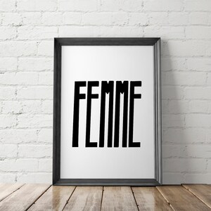 Femme Printable, Femme Wall Art, Gift for Her, French Printable, Feminist Poster, Hand Lettered Printable, Feminism Gift, Pride Print image 10
