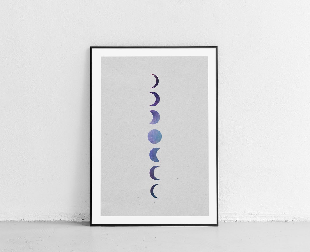 Moon Phases Printable, Celestial Wall Art, Moon Poster, Bohemian Wall Decor, Fall Decor, Galaxy