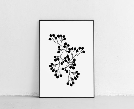 Botanical Printable Boho Print Bohemian Decor Black And White Art Print Bedroom Wall Decor Boho Chic Floral Print Minimalist Art