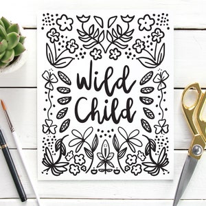 Wild Child Illustration Printable Art, Baby Shower Gift, Digital ...