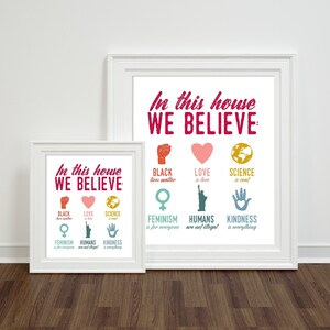 Feminist Poster, In This House We Believe Feminist Print, Housewarming Gift, Family Values Sign, Protest Sign, Political Poster image 7