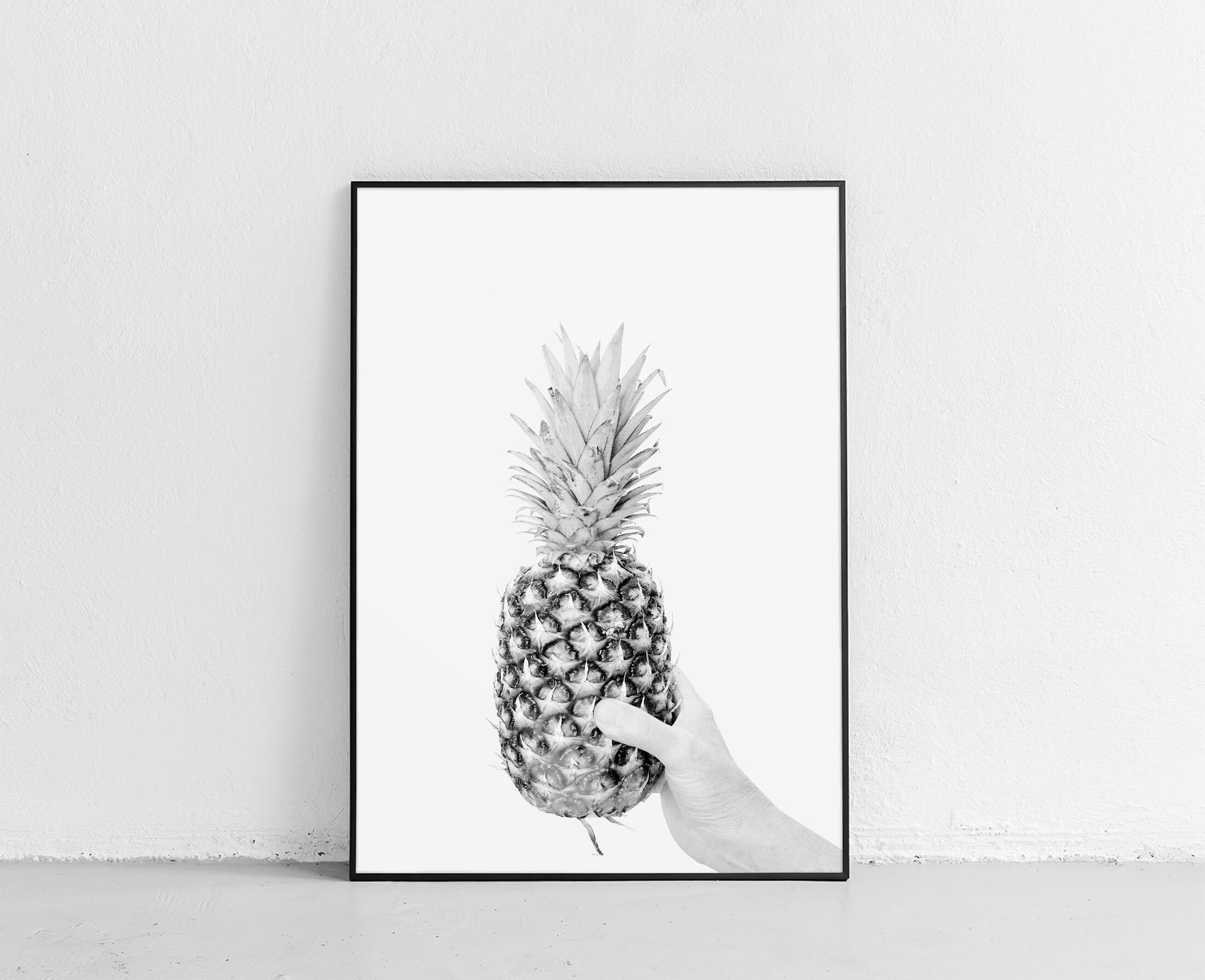 Pineapple Print Tropical Printable Black and White Etsy