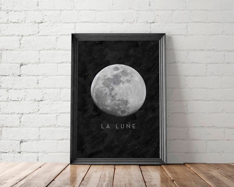 La Lune, Moon Poster, Wall Art, Full Moon Printable, Affiche Scandinave image 6