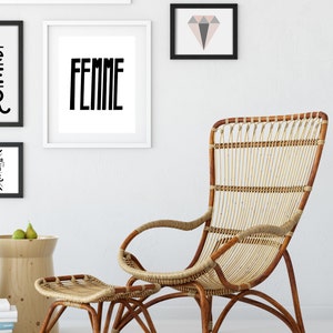 Femme Printable, Femme Wall Art, Gift for Her, French Printable, Feminist Poster, Hand Lettered Printable, Feminism Gift, Pride Print image 8