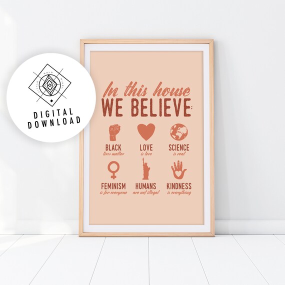Terracotta Feminist Printable Wall Art, Protest Poster, Burnt Orange Family Rules Print, Boho Empowerment Art Prints, LGBTQ Art