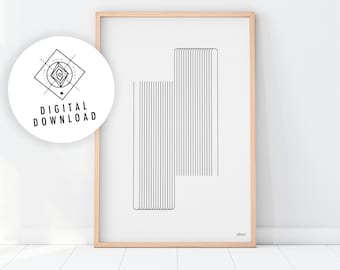 ARCHES Line Art Print, Mid-Century Modern Geometric Decor (Digital Download)