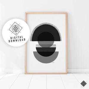 BALANCE Mid Century Printable Wall Art, Abstract Geometric Print, Mid Century Art, Minimal Art, Modern Decor, Neutral Gallery Wall Art