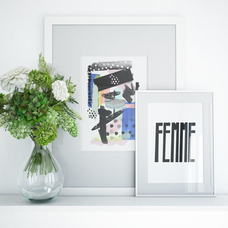 Femme Printable, Femme Wall Art, Gift for Her, French Printable, Feminist Poster, Hand Lettered Printable, Feminism Gift, Pride Print image 5