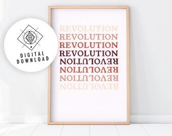 REVOLUTION Printable Wall Art, Feminist Art Print, Protest Poster, Civil Rights Printable, Neutral Colors Wall Decor, Earth Tones Art Print