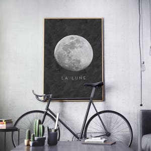 La Lune, Moon Poster, Wall Art, Full Moon Printable, Affiche Scandinave image 4