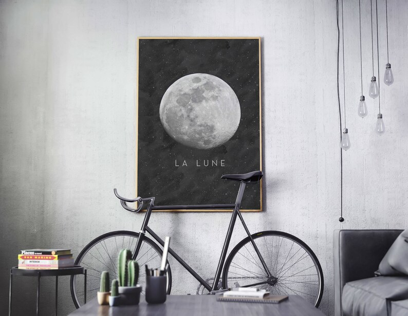 La Lune, Moon Poster, Wall Art, Full Moon Printable, Affiche Scandinave image 4
