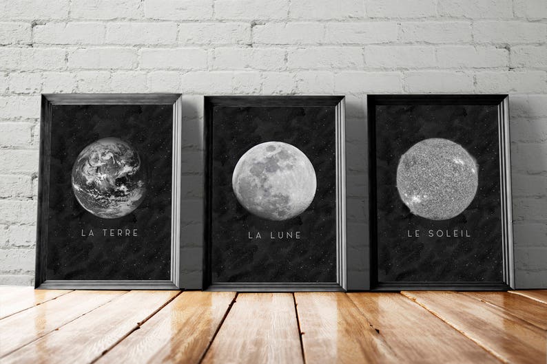 La Lune, Moon Poster, Wall Art, Full Moon Printable, Affiche Scandinave image 5