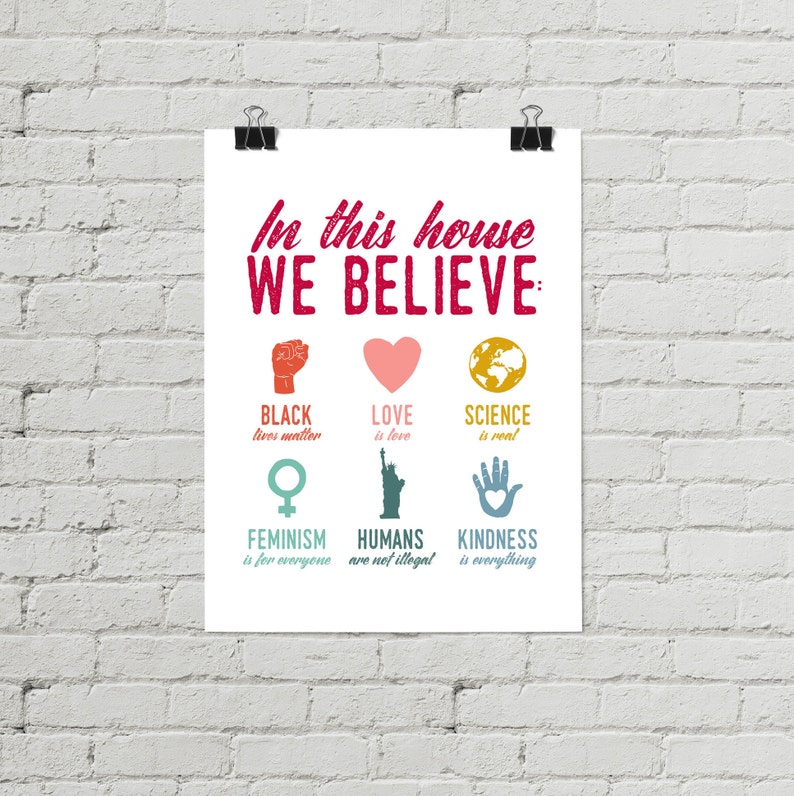 Feminist Poster, In This House We Believe Feminist Print, Housewarming Gift, Family Values Sign, Protest Sign, Political Poster image 4