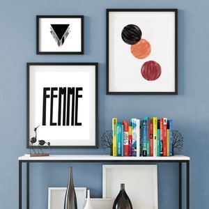 Femme Printable, Femme Wall Art, Gift for Her, French Printable, Feminist Poster, Hand Lettered Printable, Feminism Gift, Pride Print image 4