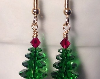 Larger Swarovski Crystal Christmas Tree Earrings