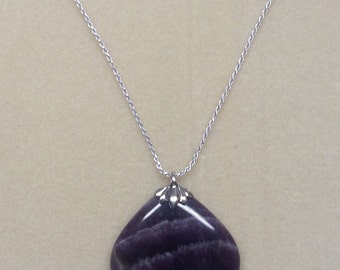 SALE Teardrop Amethyst Pendant with Sterling Bail & Chain