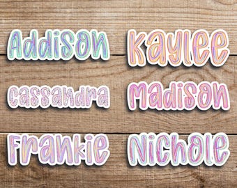 Personalized Name Stickers, Custom Name Sticker, Back to School Labels, Brush Name Sticker,  Cute Name Label for Laptop, Water Bottle