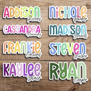 Personalized Name Stickers, Custom Name Sticker, Back to School Labels, Colorful Name Sticker, Cute Name Label for Laptop, Water Bottle