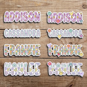 Personalized Name Stickers, Custom Name Sticker, Back to School Labels, Girly Name Sticker,  Cute Name Label for Laptop, Water Bottle, Gift