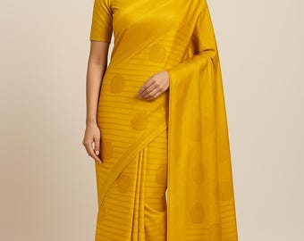 Soft Silk Saree: Copper Zari, South Indian Pattu, Unstitched Blouse