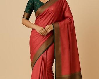 Pink Kanchi Style Pattu Silk Saree: Stitched Blouse, Indian Wedding Wear