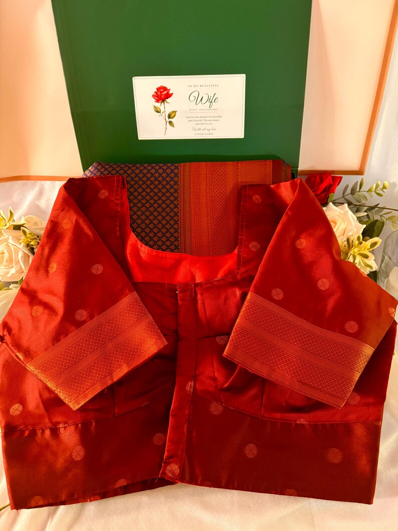 Rust Copper & Navy Soft Silk Saree With Designer Blouse | Indian ...