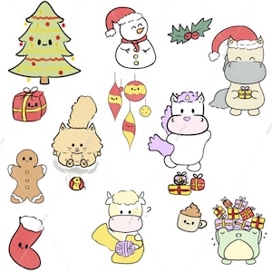 Lot kawaii noël mignon PNG à télécharger