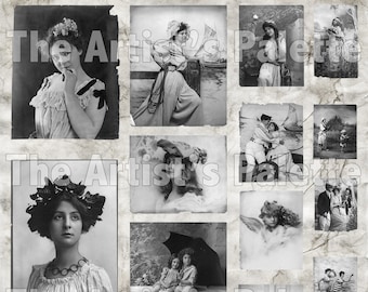 Vintage Portraits Collage Sheet, Printable Digital Download