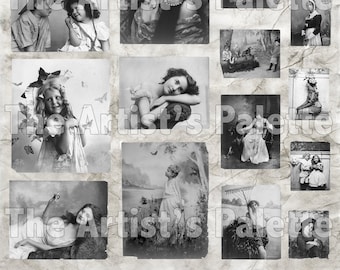 Vintage Portraits Collage Sheet, Printable Digital Download