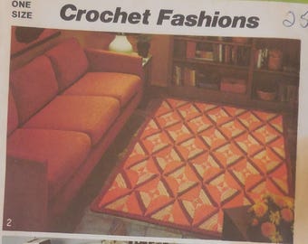 Simplicity 5713 - Vintage 1970s Crochet Rugs & Pillows - Home Decor, Boho, Hippie, Rustic, Cozy, Cabin, Op-Art - Gift Idea, DIY Design