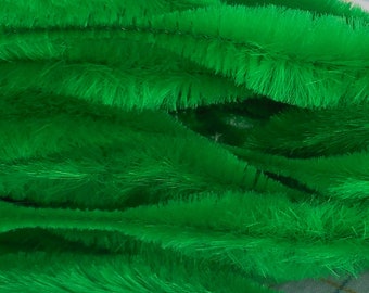 Vintage KELLY GREEN Bump Chenille - Fuzzy Wire Stems - By The Yard - Pipe Cleaner - Hard to Find - Excellent Condition - Bumpy, Figured