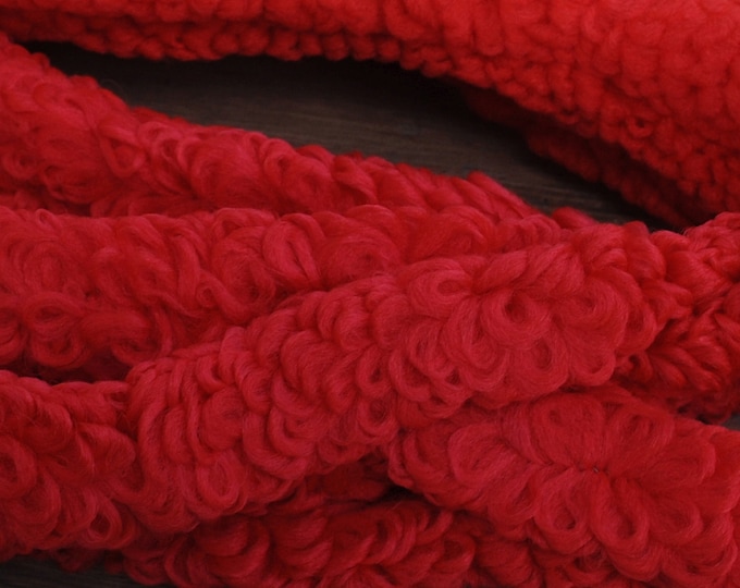 Vintage Jumbo BRIGHT RED Jumbo Loopy / Curly Chenille Fuzzy Wire Stems