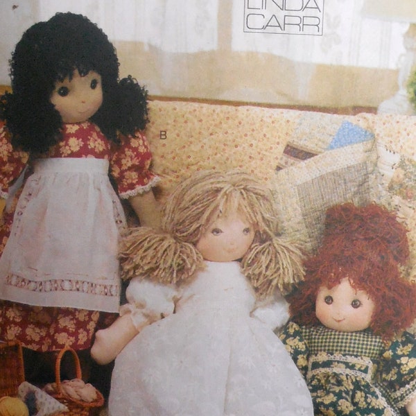 Vogue 7418 - Sweet 18" Rag Dolls & Their Wardrobe - Country, Shabby Chic, Soft Sculpture, UNCUT Sewing Pattern - DIY Craft Gift Idea