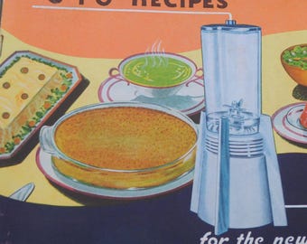 Vintage 1940s Waring Blendor Cookbook - "340 Recipes for the New Waring Blendor" - Blender - CUTE Illustrations - Soups, Drinks, Sauces, Etc