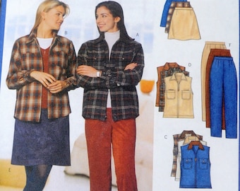 Butterick 5755 - Easy Sew Shirt, Jacket, Skirt, Vest, Pants, Etc. - Size 12 - 16 (Bust 34 - 38) - UNCUT - Winter / Fall Fashion DIY