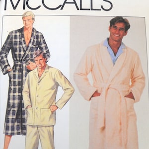 May include: A sewing pattern for a robe and pajamas. The pattern is for men's sizes and includes instructions for working with plaids. The pattern number is 9299.