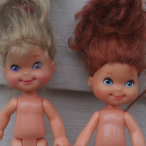 TLC Pair of Vintage 1980s Cherry Merry Muffin Dolls - Banancy, Betty Berry - Strawberry Shortcake Clone -Mattel  Cute / Kawaii - Big Eyes