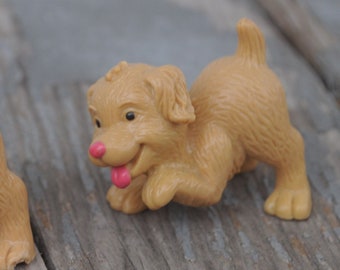 Vintage Fisher Price Happy Family Dollhouse Playful Puppy - Golden Retriever - Playing Dog - Cute / Kawaii / Miniature