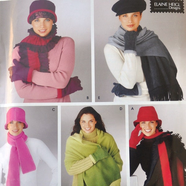 Simplicity 5251 - DIY Scarves, Gloves, Hats, Winter / Cold Weather - Xmas Gift Idea - Shawl, Warm, Fashionable - UNCUT - Outdoors Outerwear