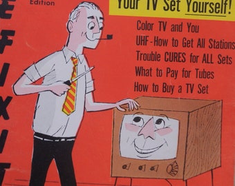 Vintage TV Repair Booklet - Telefixit by John P.Kenneally - 1958 Edition - Mid-Century Modern Illustrations - Kitsch - Electronics - CUTE