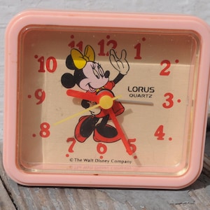 Vintage 1980s Minnie Mouse Travel Alarm Clock - Cute / Kawaii - Decorative - NOT WORKING - Battery Operated - Disney - Lorus Quartz