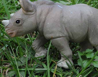 DISCONTINUED Safari White Rhinoceros Baby #270329 - Rhino - Diorama - Fairy Garden - Miniature -  Model
